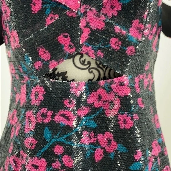 Wayf Janet Sequined Off-the-shoulder Mini Dress floral sparkly peekaboo cutout - Picture 7 of 14